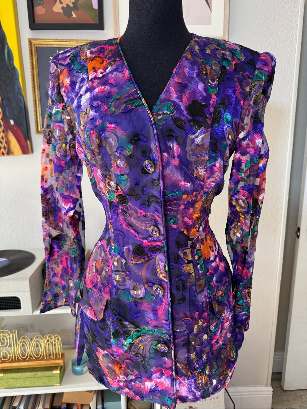 Patra Purple Multi-Color Floral Print Blazer - Picture 1 of 1